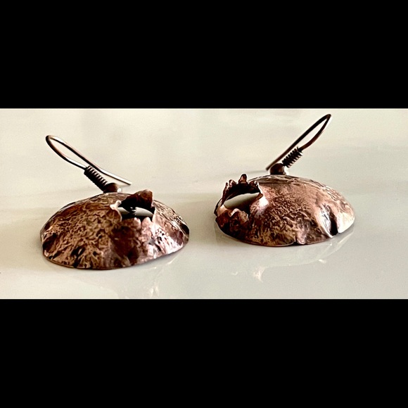 Artisan Textured Copper Domed Earring Blowout - Picture 2 of 3